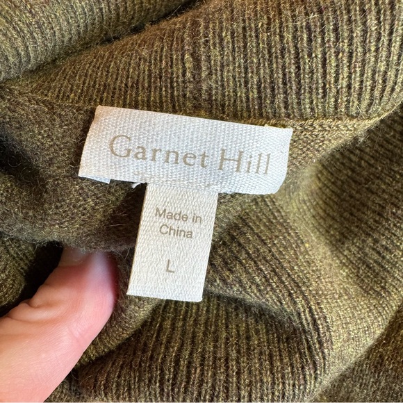Women's Garnet Hill Sylvie Cashmere Cowl Neck Sweater, Olive Green, Size L - Picture 6 of 10